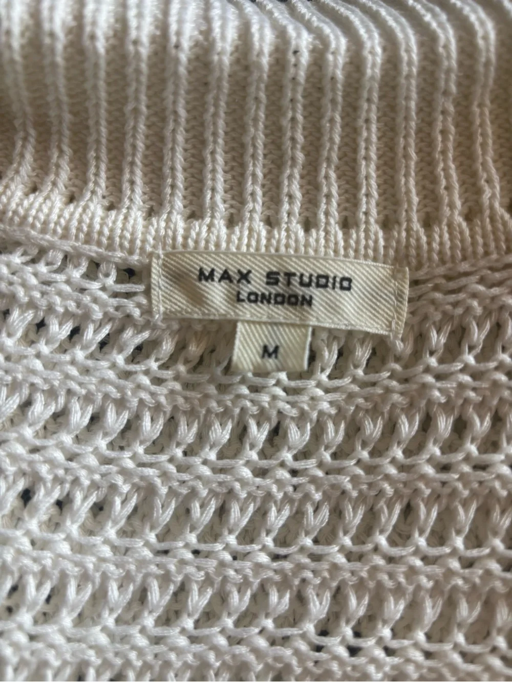Max Studio Open-Knit V-Neck Pullover Sweater - Ivory